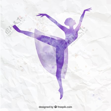 紫色水彩舞蹈女郎剪影矢量素材