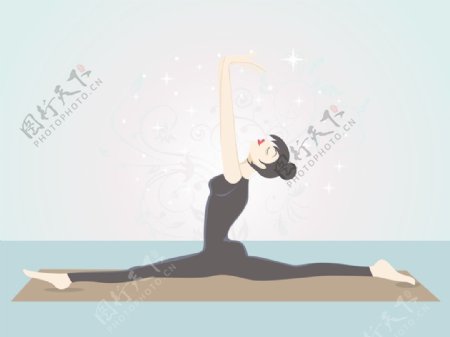 瑜伽姿势的插图的女孩