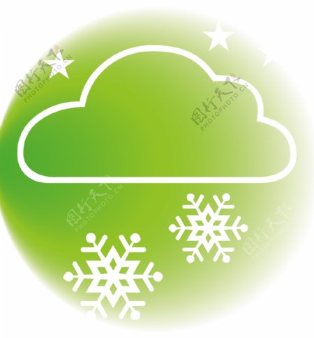 浅绿多云雪天图标