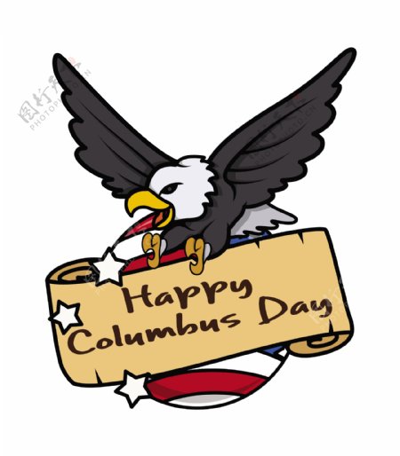 哥伦布日鹰球纸制旗帜