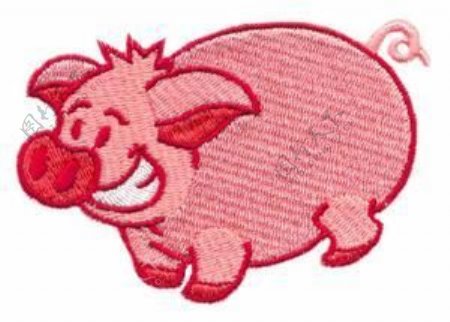 绣花动物猪卡通色彩免费素材