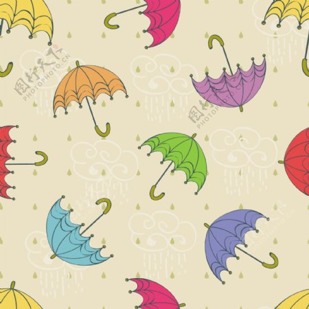 拿着雨伞的无缝雨季模式