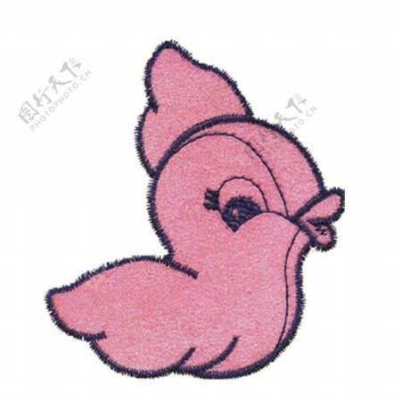 绣花动物鸭子色彩粉红色免费素材