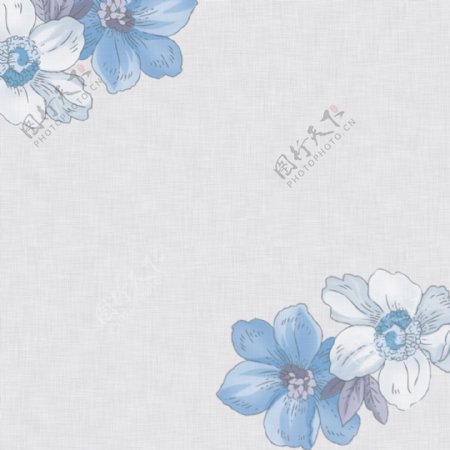 简约手绘蓝色花朵背景