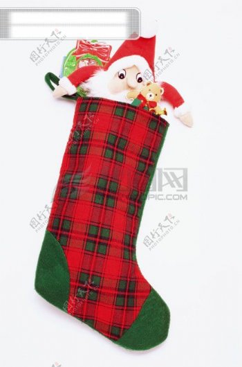 袜子红色格纹圣诞老人娃娃绿色