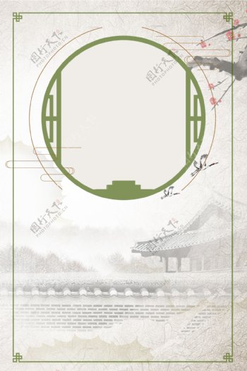 中国风水墨建筑背景