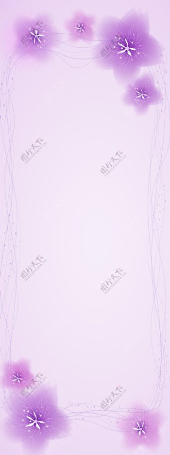 精美紫色花纹展板背景