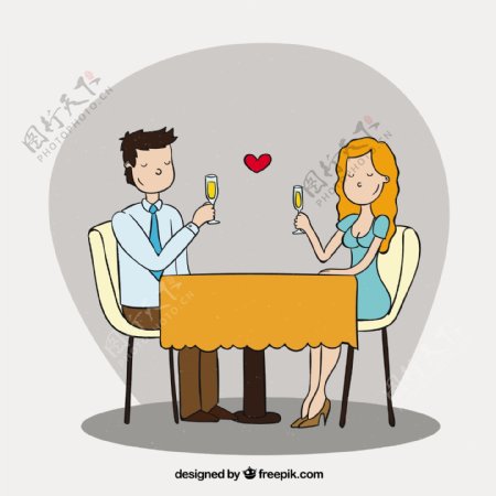浪漫情侣共进晚餐