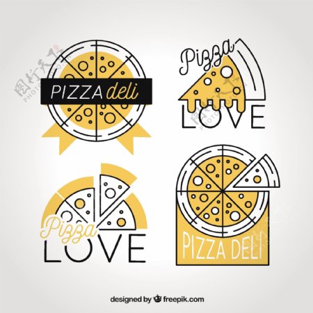 黄色的比萨的标志
