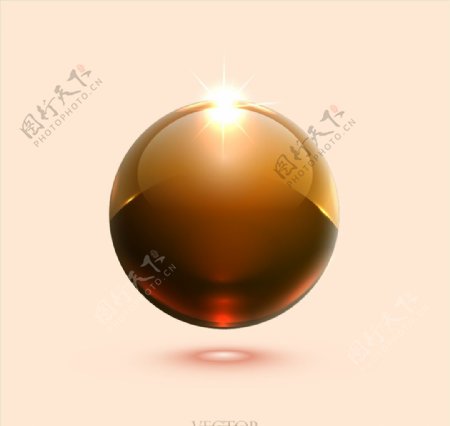 棕色发光立体水晶球矢量素材