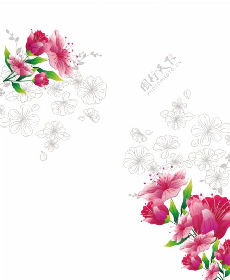 移门创意画粉色手绘花朵