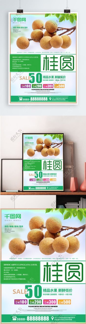 桂圆美食清新海报