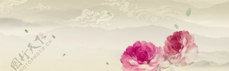 电商中国风海报花朵背景