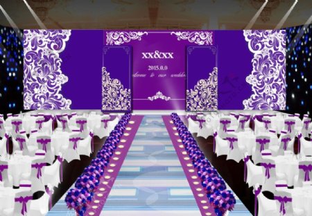 紫色现代浪漫婚礼效果图