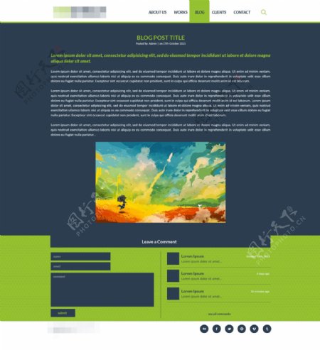 绿色网页UI公司简介关于我们界面设计素材