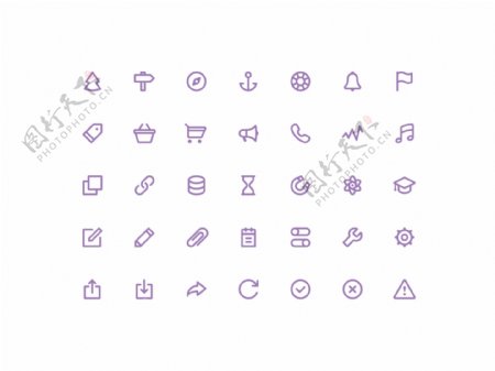 紫色网页UI线条矢量icon图标设计