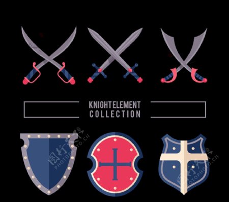 中世纪盾牌长刀元素
