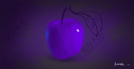 紫色浪漫苹果手绘