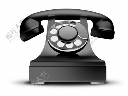 黑色老式电话icon图标