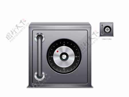灰色金属质感保险箱保险柜图标icon设计
