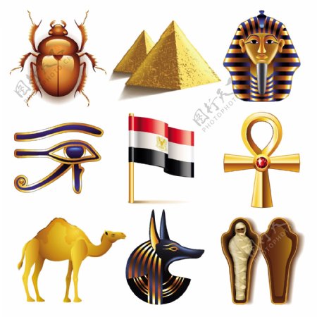 埃及的特色元素向量通过免费的图标