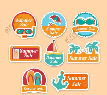 8款彩色夏季假日促销标签