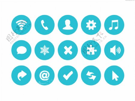 蓝色圆形网页icon图标设计