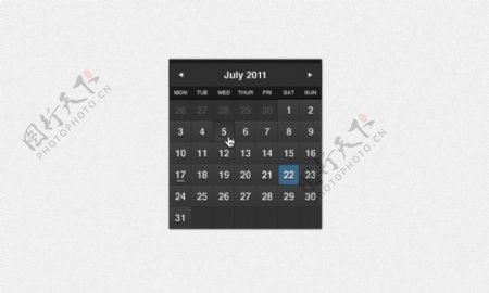 黑色网页日历部件设计