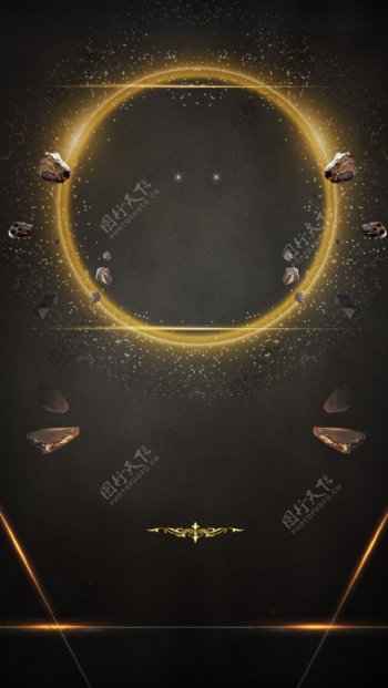 金色圆形圈圈H5背景素材