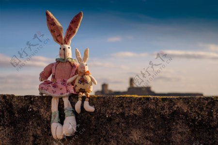 兔妈妈和兔宝宝玩偶