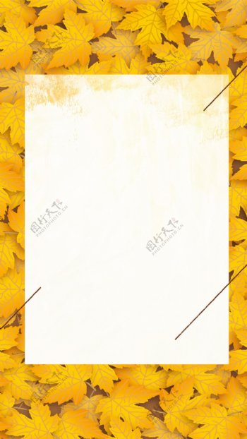 黄色树叶海报H5背景素材