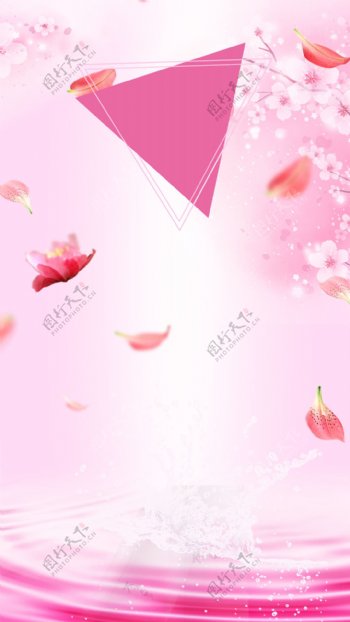 梦幻粉色花朵花瓣H5背景素材