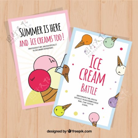 彩色冰淇淋在平面设计卡