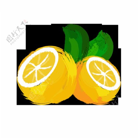 手绘桔子柠檬元素