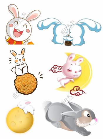 中秋节个性创意月亮中秋兔子玉兔月饼