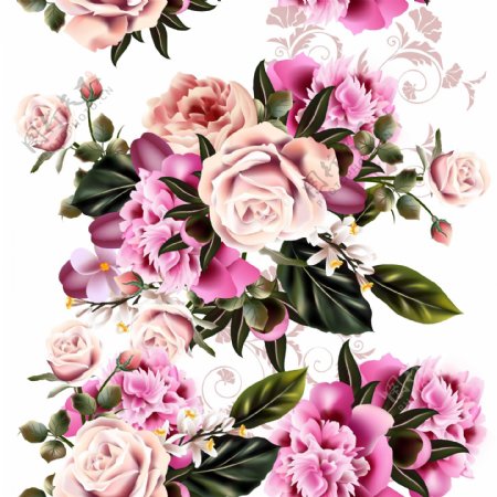 粉色手绘花朵矢量素材