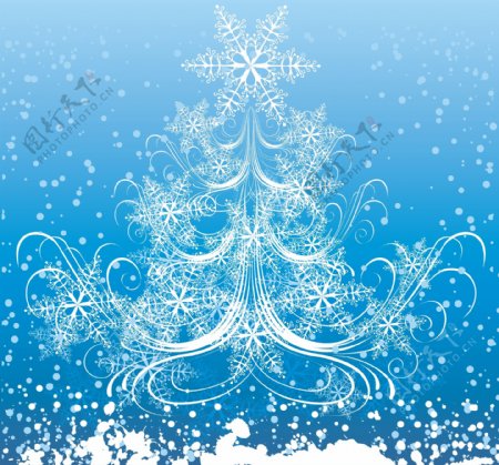 圣诞节蓝色雪花背景素材