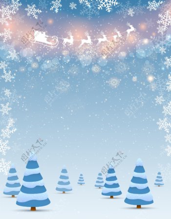 矢量唯美圣诞节雪景背景素材