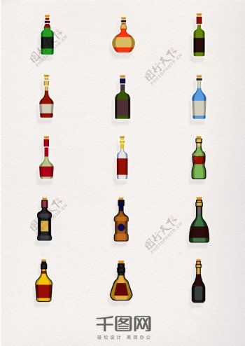 各种白酒红酒酒瓶图标