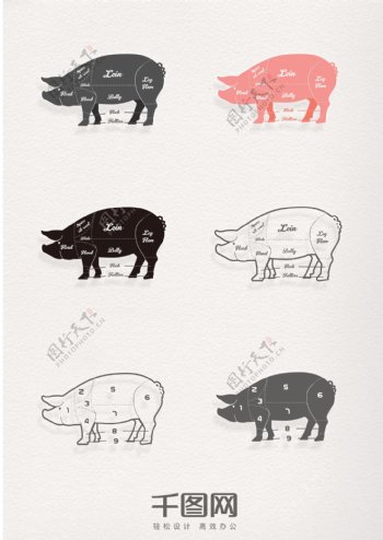 食品餐饮猪肉家畜指示图元素