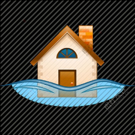 手绘房子洪水图标免抠png透明图层素材