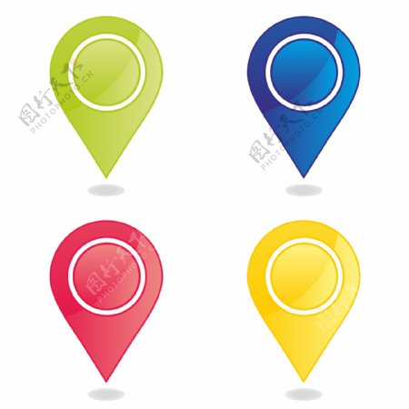 四种颜色地图标记免抠png透明图层素材