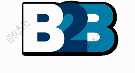 B2B蓝色英文标志免抠png透明图层素材