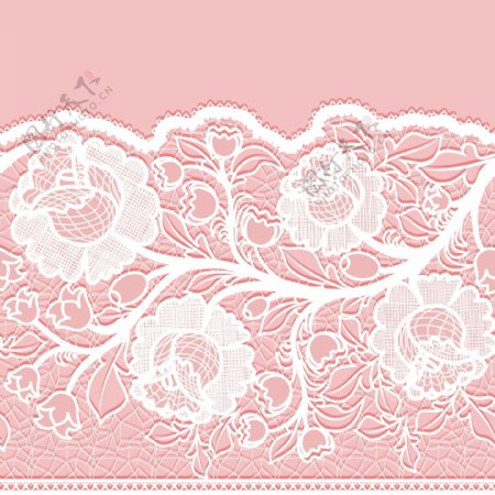 粉色蕾丝花朵卡通矢量素材