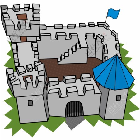 简约卡通城堡图案元素