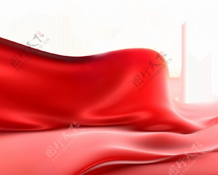 红色吹动的红旗png元素素材
