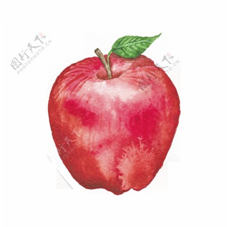 红色手绘卡通透明水果素材
