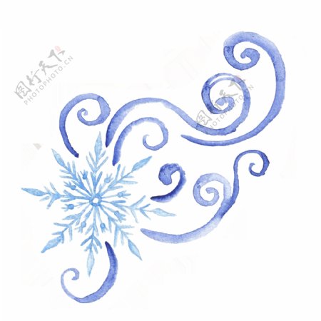 蓝色手绘雪花卡通雪透明素材