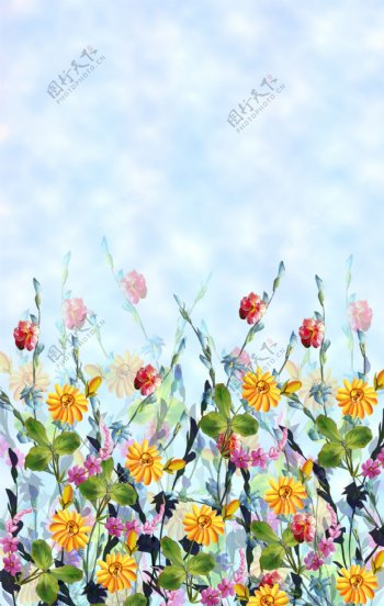 手绘植物花卉元素背景素材