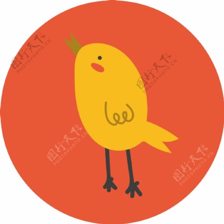 圆形黄色小鸟图标矢量素材